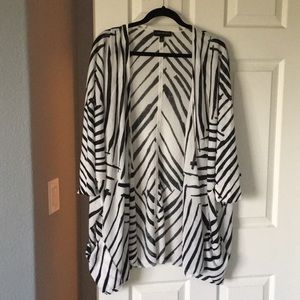 Zebra striped open front cardigan